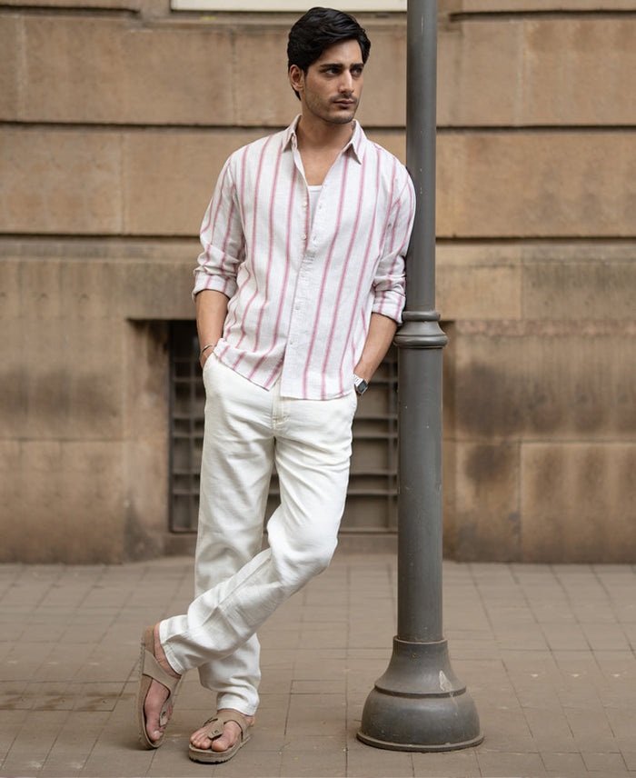 Pink & Natural Stripe Shirt