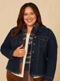 Plus Frayed Hem Denim Jacket - Curvy