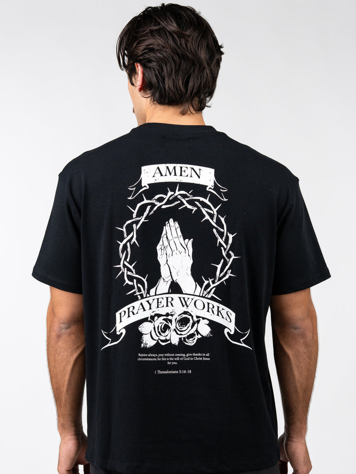 Holstrength Prayer works oversized tee black back view