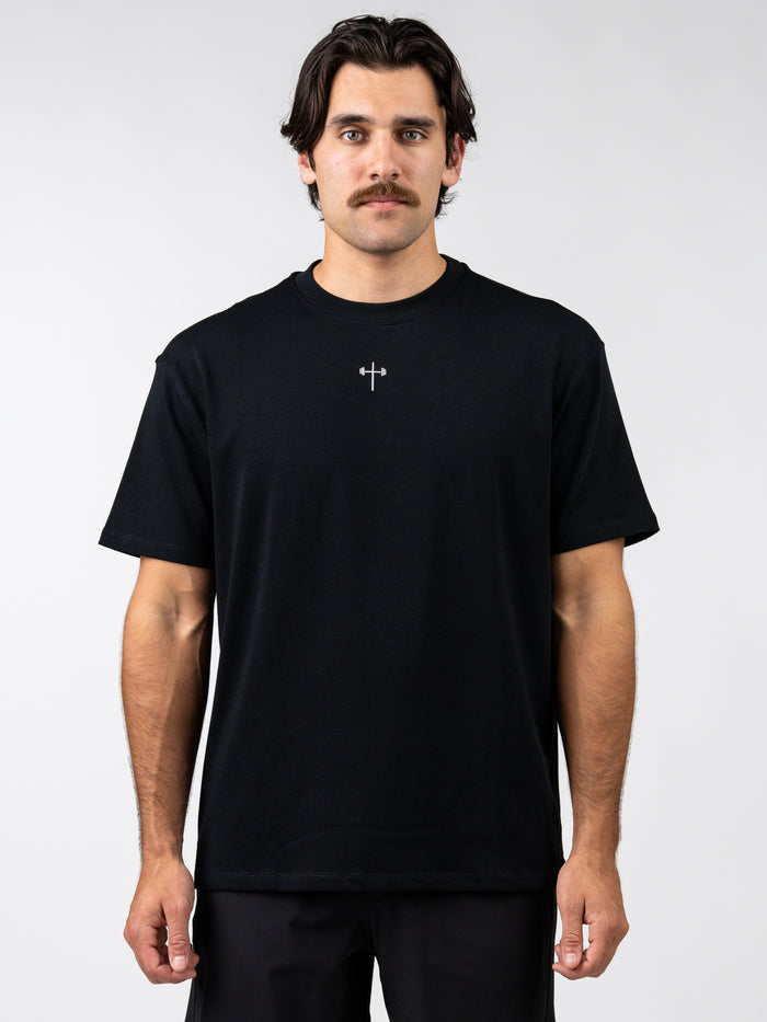 Prayer works oversized tee black front pic
