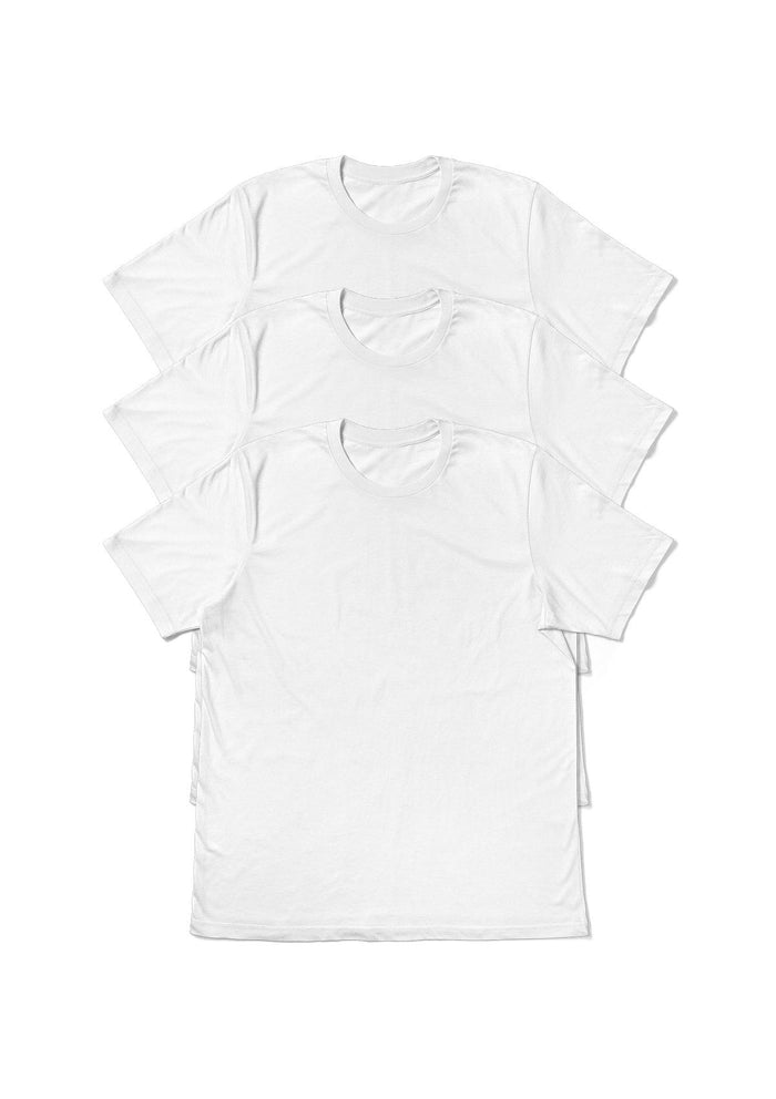 womens white boyfriend cut t-shirt premium airlume cotton 3 pack pregnancy bundle flat front view