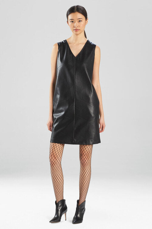 Prism Faux Leather V-Neck Dress