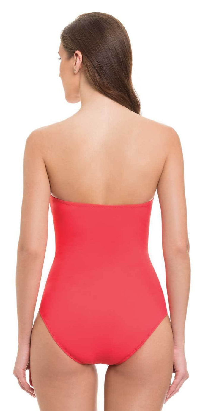 Profile By Gottex Cross Bandeau One Piece in Coral E837-2D04-611: