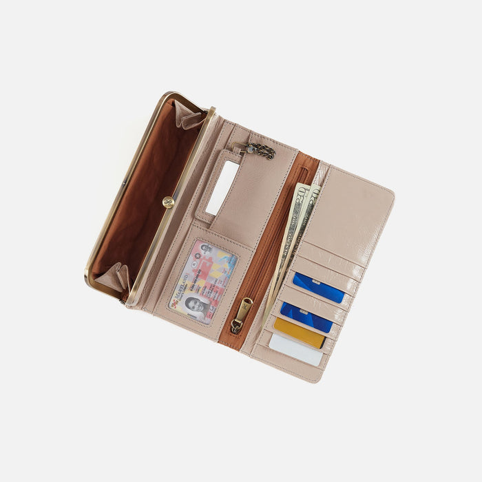 Rachel Continental Wallet In Aniline Gloss Leather - Stone Gloss