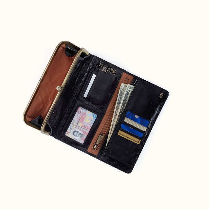 Rachel Continental Wallet In Polished Leather - Black