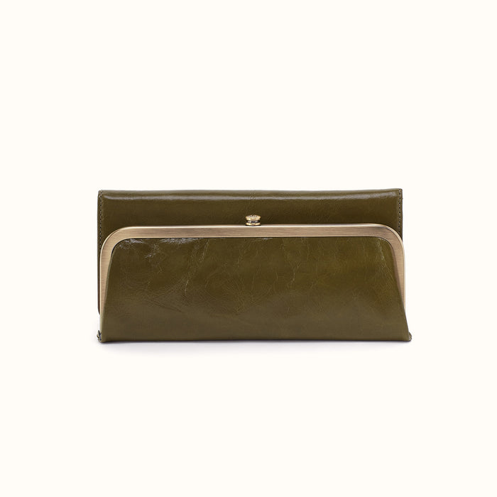 Rachel Continental Wallet In Polished Leather - Olive Veil- FOL
