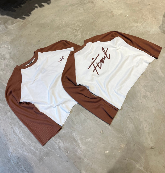 RAGLAN WAFFLE BROWN T-SHIRT