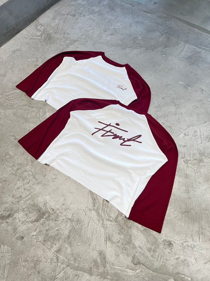 RAGLAN WAFFLE MAROON T-SHIRT