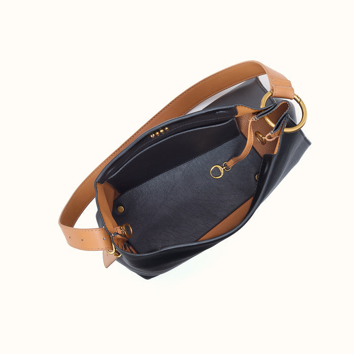 Rayna Shoulder Bag In Double-Faced Leather - Black
