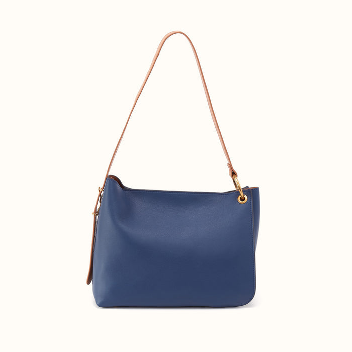 Rayna Shoulder Bag In Double-Faced Leather - Navy Horizon