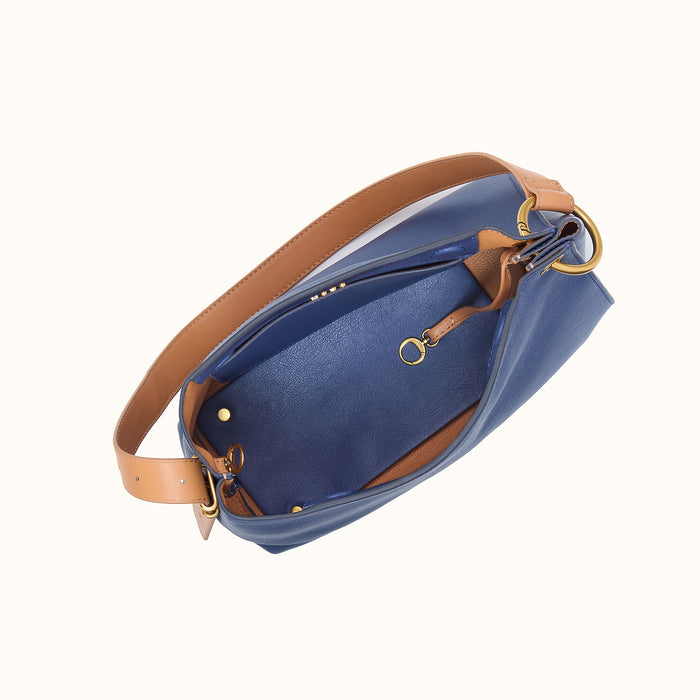 Rayna Shoulder Bag In Double-Faced Leather - Navy Horizon