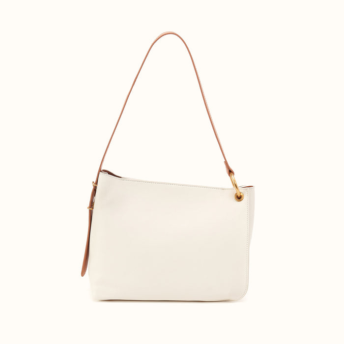 Rayna Shoulder Bag in Double-Faced Leather - Soft White- FOL