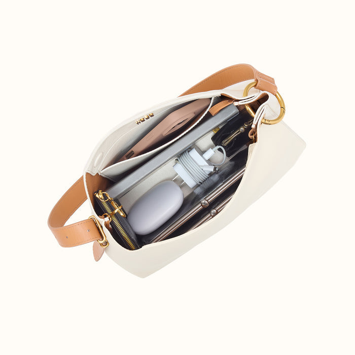 Rayna Shoulder Bag in Double-Faced Leather - Soft White