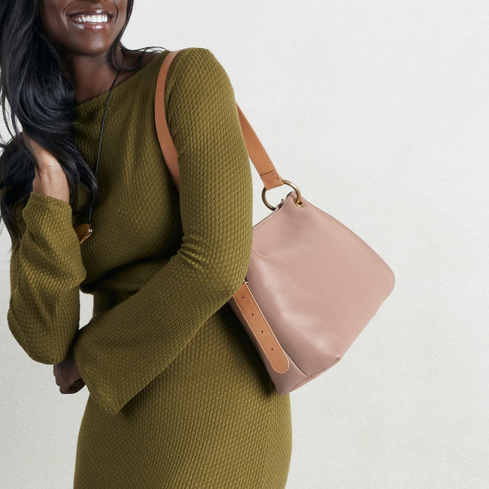 Rayna Shoulder Bag In Double-Faced Leather - Warm Adobe
