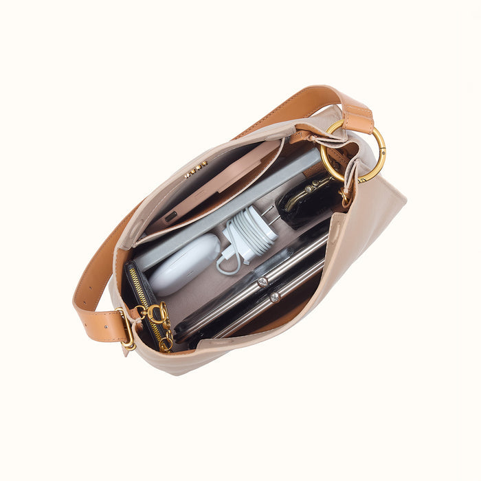 Rayna Shoulder Bag In Double-Faced Leather - Warm Adobe