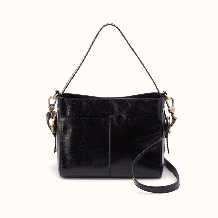 Render Small Crossbody In Polished Leather - Black- FOL