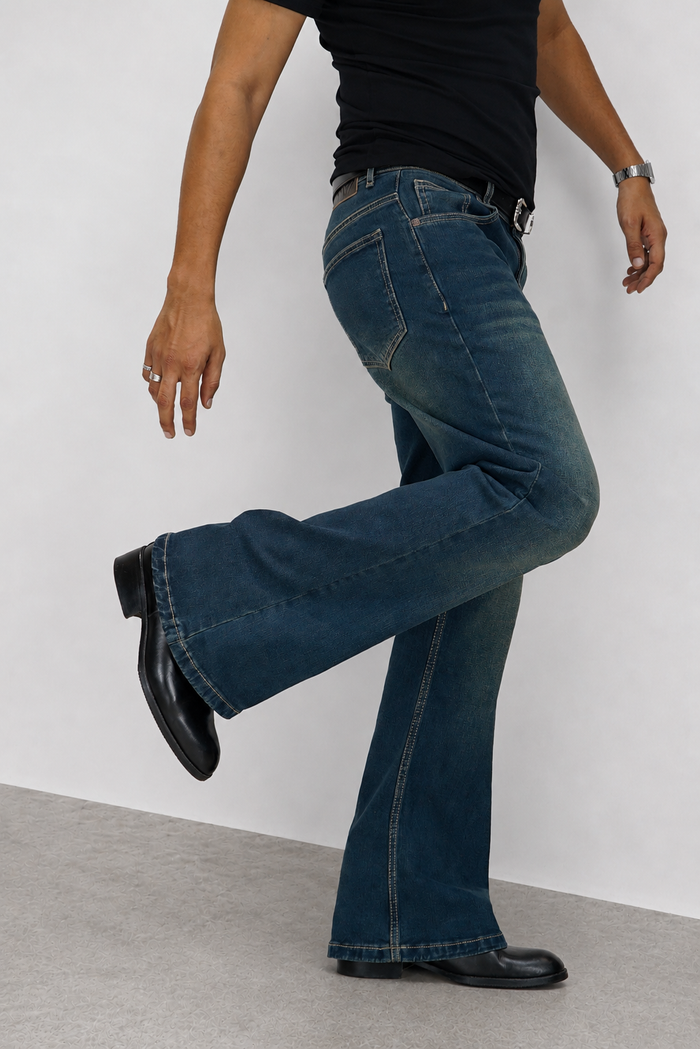 Retro Blue Standard Bootcut Jeans
