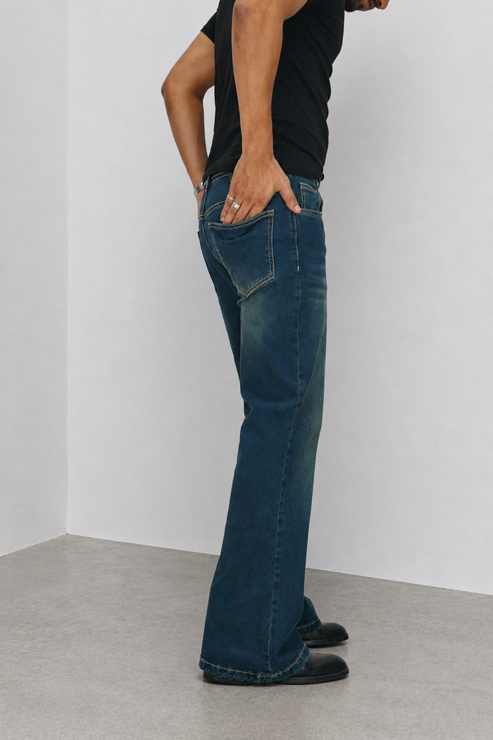 Retro Blue Standard Bootcut Jeans