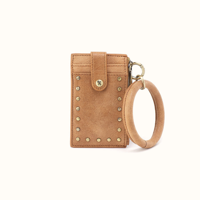 Ring Credit Card Wristlet in Buffed Leather - Whiskey- FOL