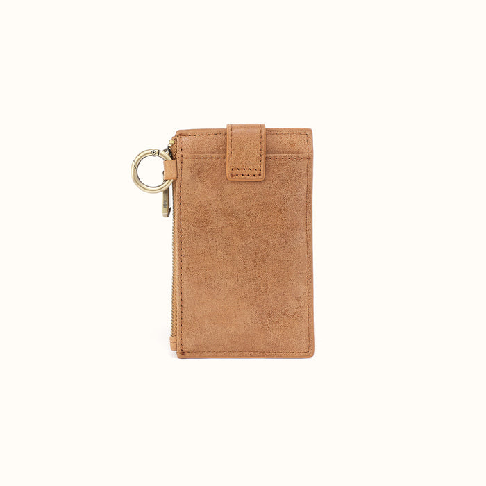 Ring Credit Card Wristlet In Buffed Leather - Whiskey