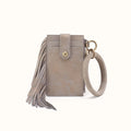 Ring Credit Card Wristlet in Nubuck Leather - Golden Granite- FOL