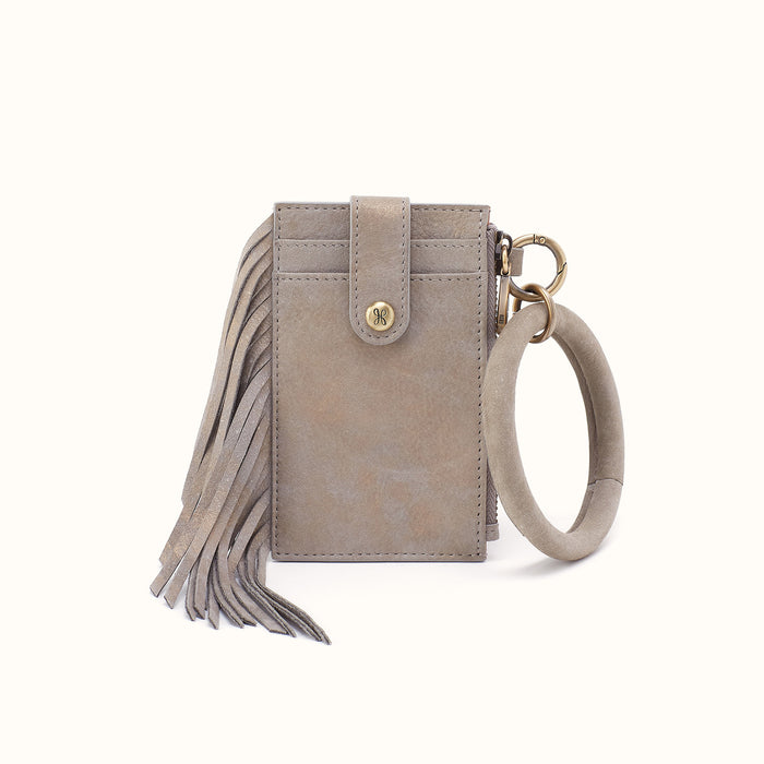 Ring Credit Card Wristlet in Nubuck Leather - Golden Granite- FOL