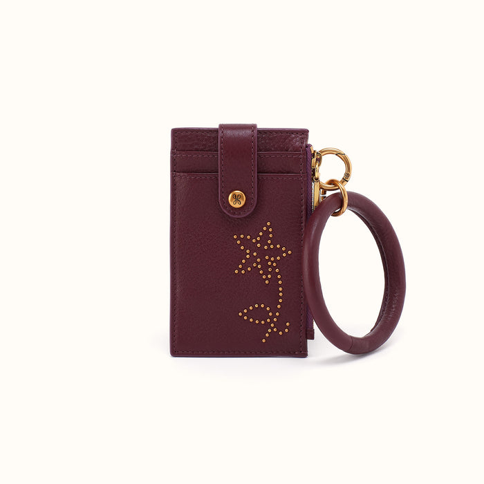 Ring Credit Card Wristlet in Pebbled Leather - Mulberry Glaze- FOL