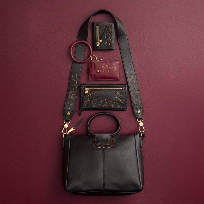 Ring Credit Card Wristlet in Pebbled Leather - Mulberry Glaze