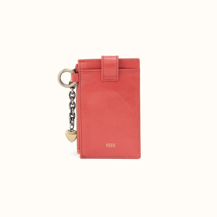 Ring Credit Card Wristlet In Polished Leather - Pink Mirage