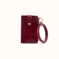 Ring Credit Card Wristlet in Polished Leather - Saddleberry- FOL