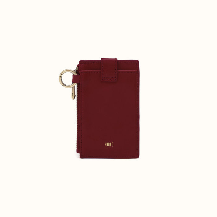 Ring Credit Card Wristlet in Polished Leather - Saddleberry