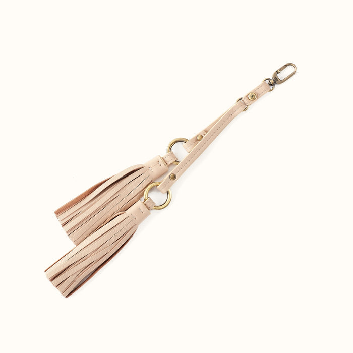 Ring Tassel Swag In Pebbled Leather - Stonewash- FOL
