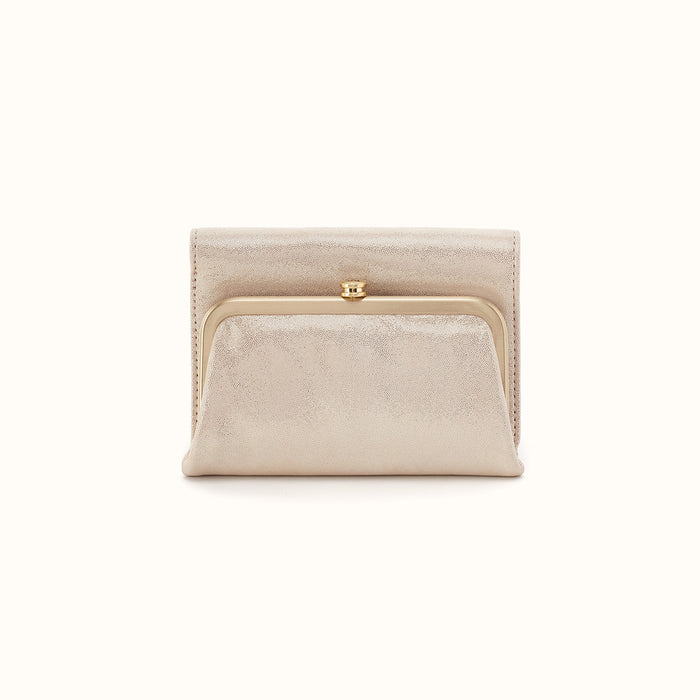 Robin Compact Wallet in Metallic Leather - Sand Shimmer- FOL