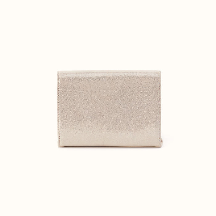 Robin Compact Wallet in Metallic Leather - Sand Shimmer