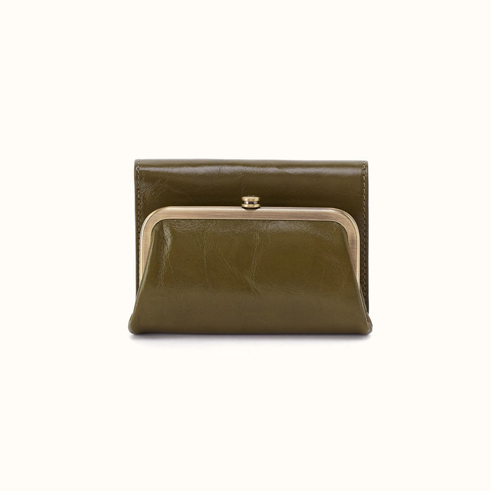 Robin Compact Wallet In Polished Leather - Olive Veil- FOL