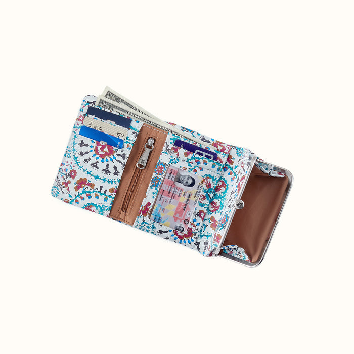 Robin Compact Wallet in Printed Leather - Batik Blooms