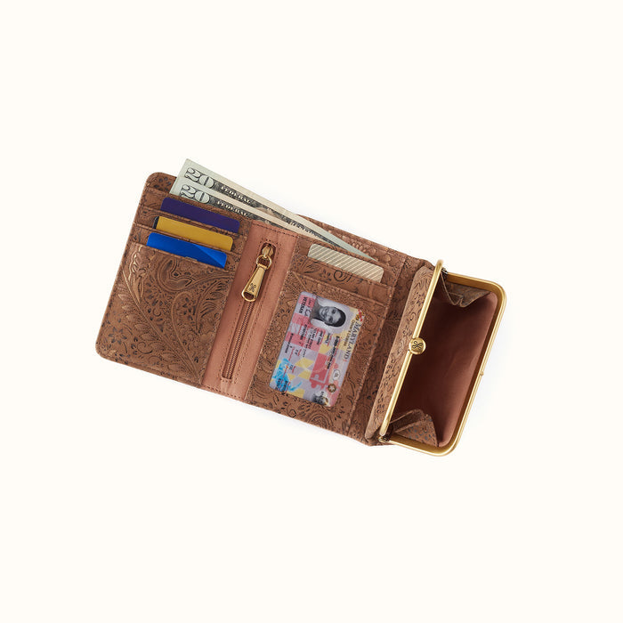 Robin Compact Wallet In Printed Leather