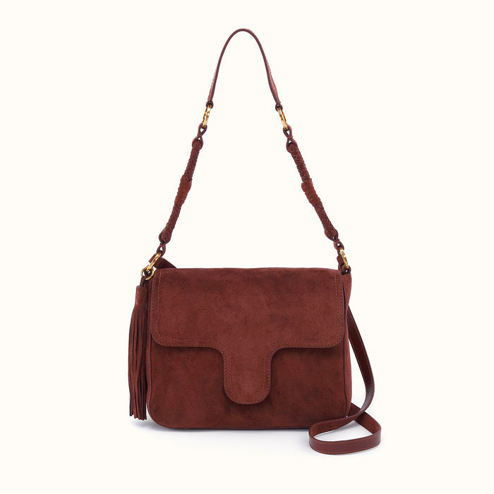 Rogue Shoulder In Suede Leather - Chocolate