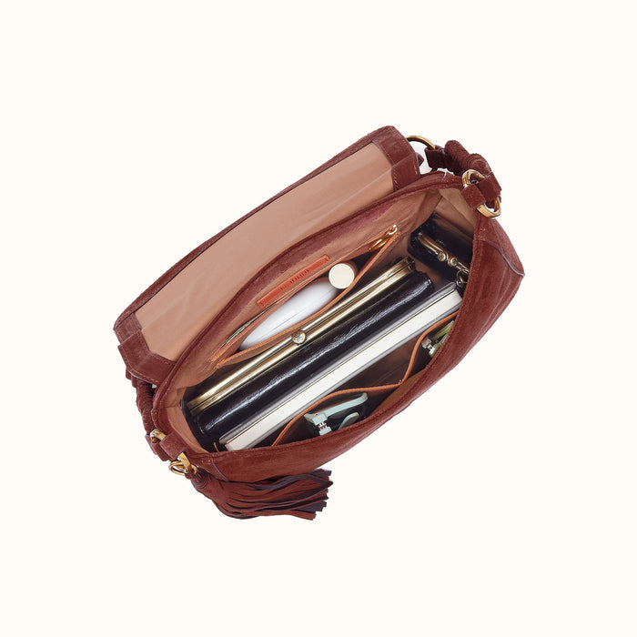 Rogue Shoulder In Suede Leather - Chocolate