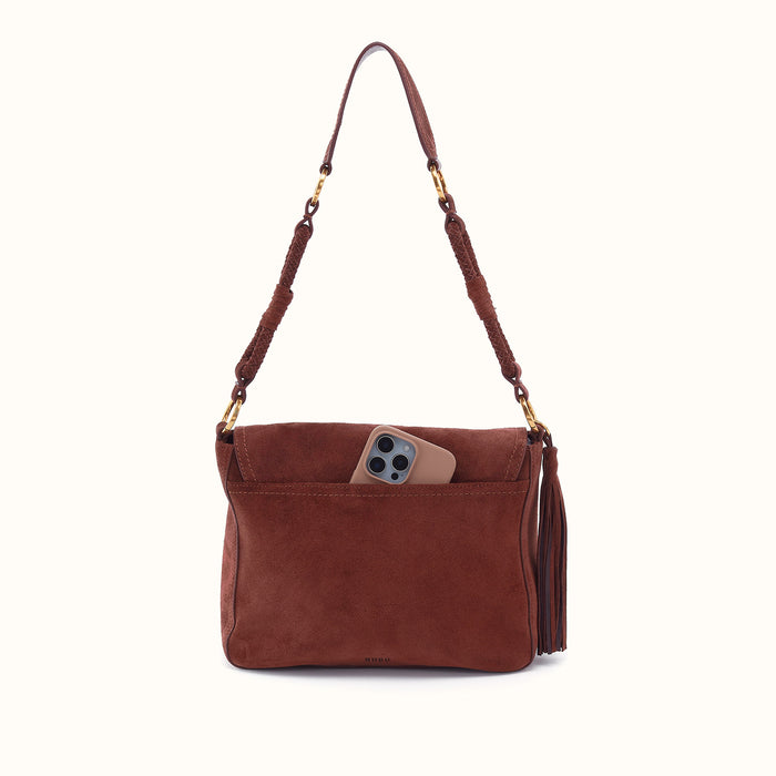 Rogue Shoulder In Suede Leather - Chocolate