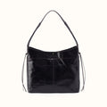 Romy Hobo in Polished Leather - Black- FOL
