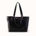 Romy Max Tote In Polished Leather - Black- FOL