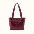Romy Medium Tote in Polished Leather - Saddleberry- FOL