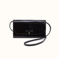 Romy Wallet Crossbody In Polished Leather - Black- FOL