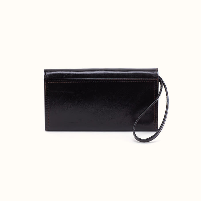 Romy Wallet Crossbody in Polished Leather - Black