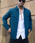 Royal Blue Structured Overshirt 100% Cotton