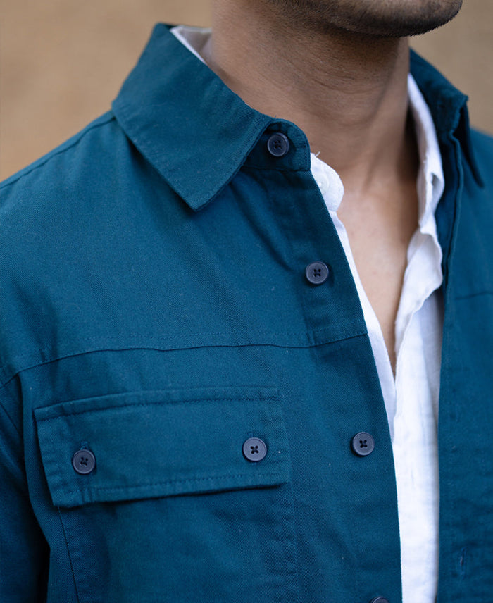 Royal Blue Structured Overshirt 100% Cotton