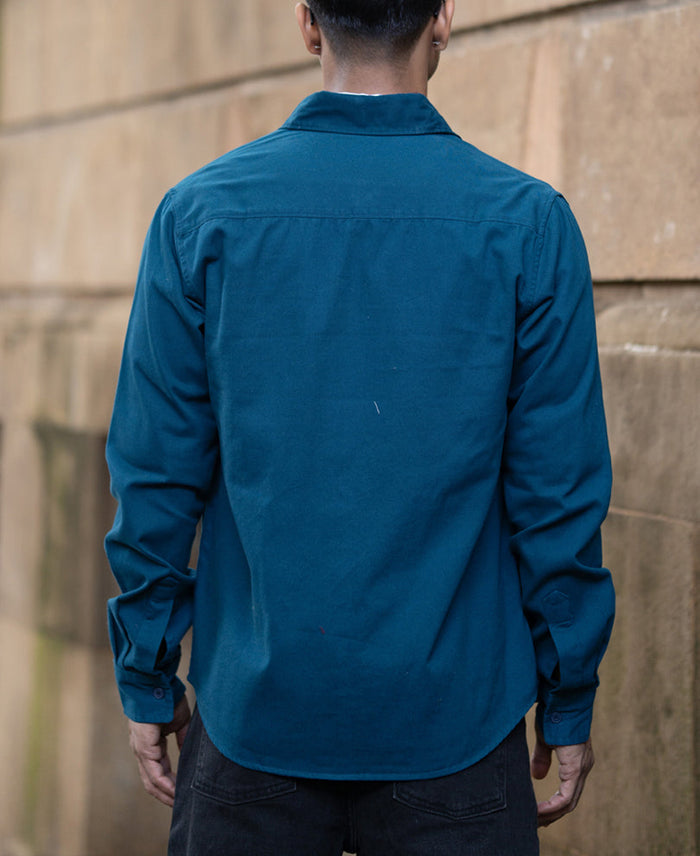 Royal Blue Structured Overshirt 100% Cotton