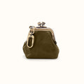 Run Frame Pouch In Polished Leather - Olive Veil- FOL