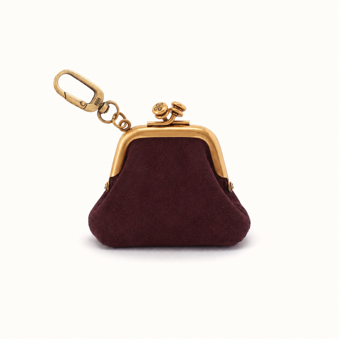 Run Frame Pouch In Suede Leather - Dark Cherry
